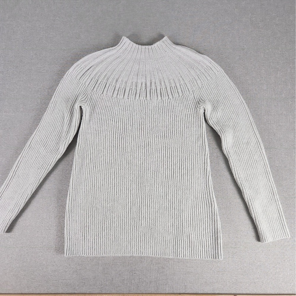 J. Jill Womens XS Ribbed Mock Neck Sweater Dove Gray Super Soft Cotton Blend EUC